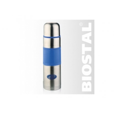 Термос Biostal NB-1000 P-B 1,0л (узкое горло, цв. силик. вставка) Голубой